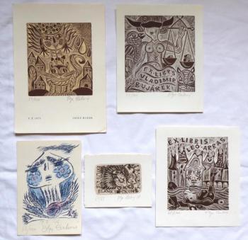 Olga Cechova - Drei Exlibris, PF 1976, PF 1979 Olga Cechova - Drei Exlibris, PF 1976, PF 1979