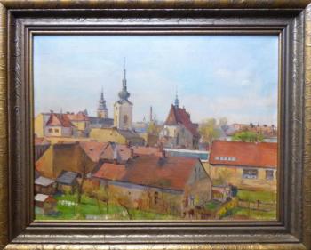 Blick auf die Stadt - Leinwand - Richard Uherek - 1940 Blick auf die Stadt - Leinwand - Richard Uherek - 1940