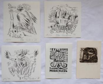 Olga Cechova - Fünf Exlibris (3 x 1976, 1 x 1973) Olga Cechova - Fünf Exlibris (3 x 1976, 1 x 1973)
