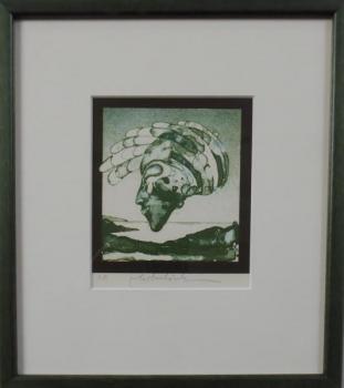 Vladimir Suchanek - Mädchenkopf mit Maske und Flüg Vladimir Suchanek - Mädchenkopf mit Maske und Flüg