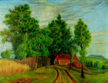 A cottage with trees A cottage with trees