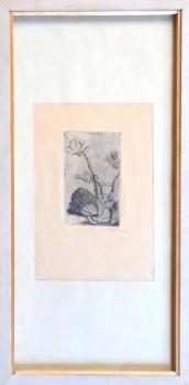 Janus Kubicek - Blumen in einem Glas auf einer Sch Janus Kubicek - Blumen in einem Glas auf einer Sch