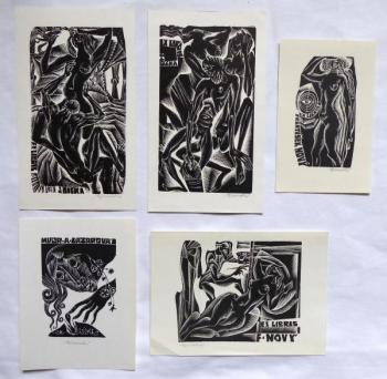 Anna Grmelova - Fünf Exlibris (2x J. Bilka, 2x F. Anna Grmelova - Fünf Exlibris (2x J. Bilka, 2x F.