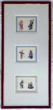 Drei gemalte chinesische Szenen aus dem späten 19. Drei gemalte chinesische Szenen aus dem späten 19.