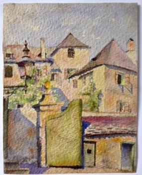 Alte Prager Ecke mit Laterne, Toren und Dächern Alte Prager Ecke mit Laterne, Toren und Dächern