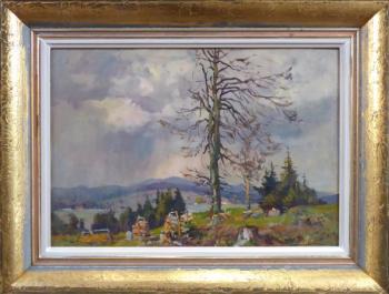 Frantisek Cina Jelinek - Landschaft im Regen, mit Frantisek Cina Jelinek - Landschaft im Regen, mit