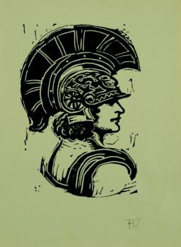 Portrait of a female in a Roman helmet Portrait of a female in a Roman helmet