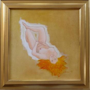 Liegendes Mädchen nackt mit angewinkeltem Bein Liegendes Mädchen nackt mit angewinkeltem Bein