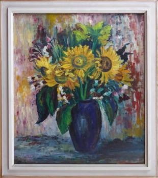 M. Dostalova - Stilleben mit Sonnenblumen in blaue M. Dostalova - Stilleben mit Sonnenblumen in blaue