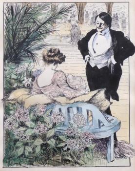 Kavalier mit einer Dame in einer Blumenecke Kavalier mit einer Dame in einer Blumenecke