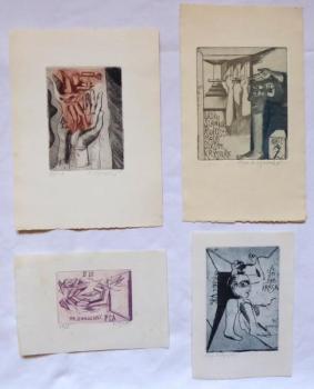 Nadezda Synecka - Vier Exlibris A. L, Karel Z. , F Nadezda Synecka - Vier Exlibris A. L, Karel Z. , F