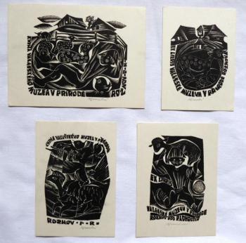 Anna Grmelova - 2x ex libris Walachei Museum, 2x B Anna Grmelova - 2x ex libris Walachei Museum, 2x B