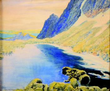 A moutains landscape with a lake A moutains landscape with a lake